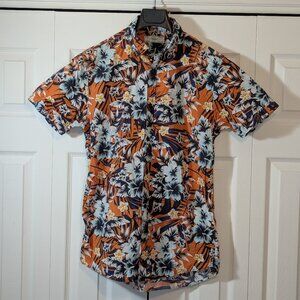 Produkt Floral Button Down Short Sleeve Men's Shirt - Orange - Size M